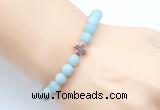 CGB9423 8mm, 10mm matte amazonite & cross hematite power beads bracelets