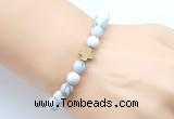 CGB9425 8mm, 10mm matte white howlite & cross hematite power beads bracelets