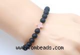 CGB9432 8mm, 10mm matte black agate & cross hematite power beads bracelets