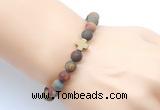 CGB9444 8mm, 10mm matte picasso jasper & cross hematite power beads bracelets