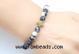 CGB9447 8mm, 10mm matte black & white jasper & cross hematite power beads bracelets