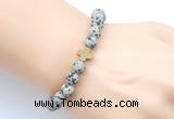 CGB9450 8mm, 10mm matte dalmatian jasper & cross hematite power beads bracelets