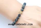 CGB9451 8mm, 10mm matte kambaba jasper & cross hematite power beads bracelets