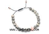 CGB9477 8mm, 10mm dalmatian jasper & cross hematite adjustable bracelets