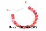 CGB9482 8mm, 10mm red banded agate & rondelle hematite adjustable bracelets