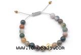 CGB9490 8mm, 10mm Indian agate & cross hematite adjustable bracelets