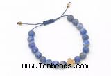 CGB9550 8mm, 10mm matte lapis lazuli & cross hematite adjustable bracelets