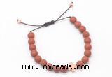 CGB9553 8mm, 10mm matte red jasper & cross hematite adjustable bracelets