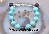 CGB9624 12mm round blue howlite & golden obsidian adjustable bracelets