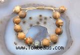 CGB9707 12mm round picture jasper & labradorite adjustable bracelets