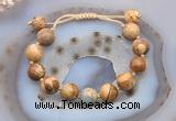 CGB9730 12mm round picture jasper & serpentine jasper adjustable bracelets