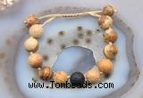 CGB9732 12mm round picture jasper & black lava adjustable bracelets