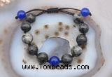 CGB9808 12mm round black labradorite & candy jade adjustable bracelets