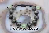 CGB9809 12mm round black labradorite & candy jade adjustable bracelets