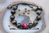 CGB9814 12mm round black labradorite & red tiger eye adjustable bracelets