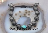 CGB9829 12mm round black labradorite & blue sea sediment jasper adjustable bracelets