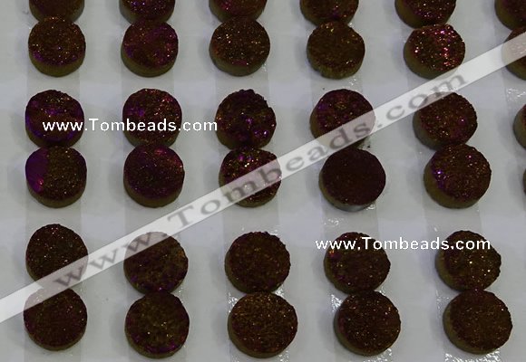 CGC100 12mm flat round druzy quartz cabochons wholesale