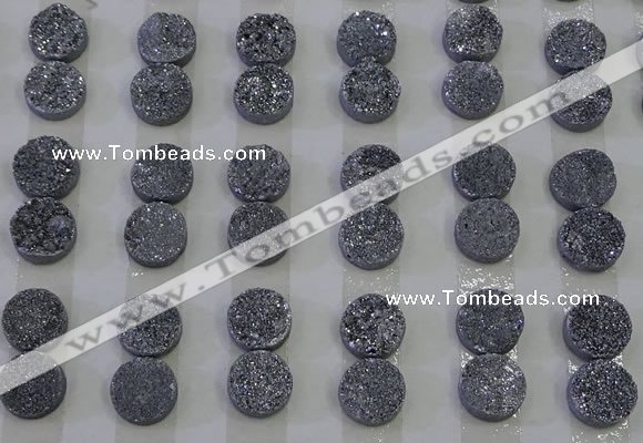 CGC108 12mm flat round druzy quartz cabochons wholesale