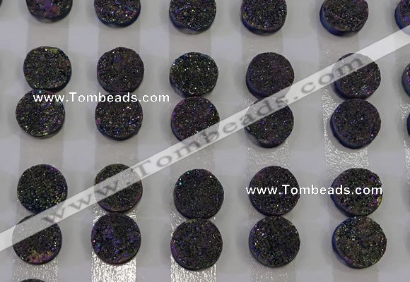 CGC110 12mm flat round druzy quartz cabochons wholesale