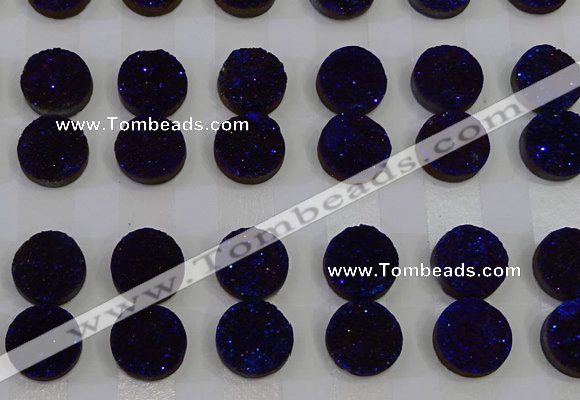 CGC111 14mm flat round druzy quartz cabochons wholesale