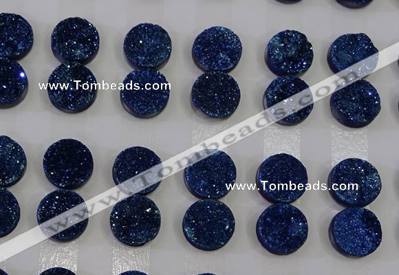 CGC114 14mm flat round druzy quartz cabochons wholesale