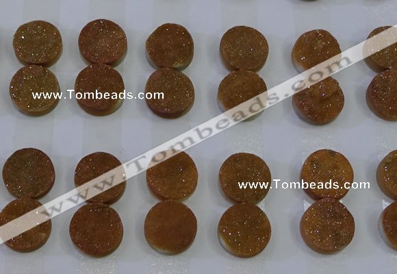 CGC115 14mm flat round druzy quartz cabochons wholesale