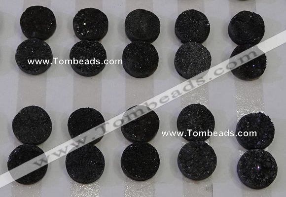 CGC116 14mm flat round druzy quartz cabochons wholesale