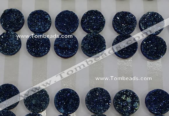 CGC132 18mm flat round druzy quartz cabochons wholesale