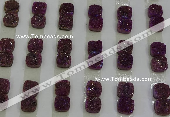 CGC214 10*10mm square druzy quartz cabochons wholesale