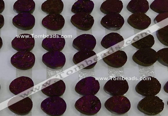 CGC242 12*16mm flat teardrop druzy quartz cabochons wholesale