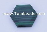 CGC42 25mm hexagon natural malachite gemstone cabochons