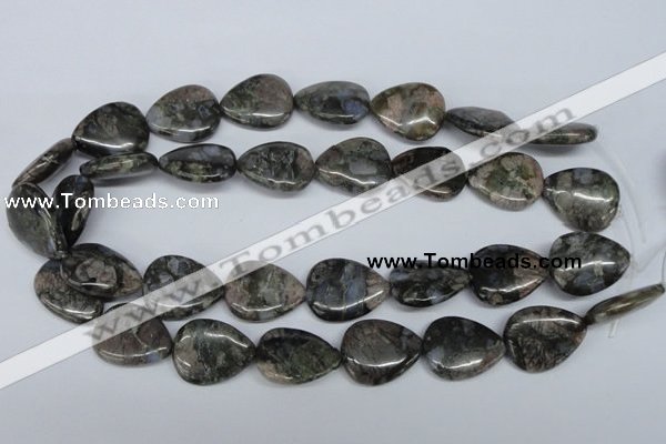 CGE08 15.5 inches 20*25mm flat teardrop glaucophane gemstone beads