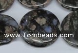 CGE10 15.5 inches 30mm flat round glaucophane gemstone beads