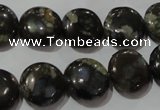 CGE124 15.5 inches 14mm flat round glaucophane gemstone beads