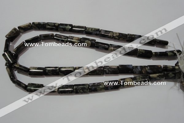 CGE168 15.5 inches 10*16mm flat tube glaucophane gemstone beads