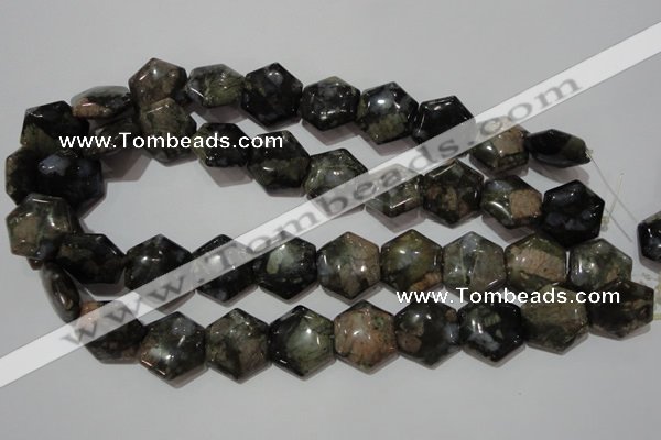 CGE174 15.5 inches 20*20mm hexagon glaucophane gemstone beads