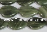 CGH14 15.5 inches 16*22mm flat teardrop green hair stone beads