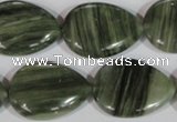 CGH15 15.5 inches 20*27mm flat teardrop green hair stone beads