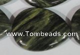 CGH16 15.5 inches 30*40mm flat teardrop green hair stone beads