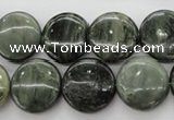 CGH18 15.5 inches 12mm flat round green hair stone beads wholesale