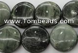 CGH20 15.5 inches 16mm flat round green hair stone beads wholesale