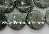 CGH22 15.5 inches 20mm flat round green hair stone beads wholesale