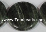 CGH25 15.5 inches 40mm flat round green hair stone beads
