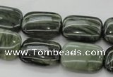 CGH26 15.5 inches 10*14mm rectangle green hair stone beads wholesale