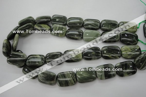 CGH26 15.5 inches 10*14mm rectangle green hair stone beads wholesale