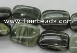 CGH27 15.5 inches 12*16mm rectangle green hair stone beads wholesale