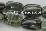CGH28 15.5 inches 13*18mm rectangle green hair stone beads wholesale