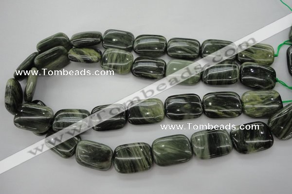 CGH28 15.5 inches 13*18mm rectangle green hair stone beads wholesale