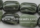CGH29 15.5 inches 15*20mm rectangle green hair stone beads wholesale