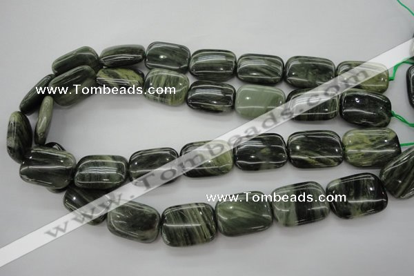 CGH29 15.5 inches 15*20mm rectangle green hair stone beads wholesale